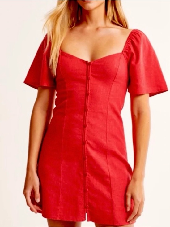 Abercrombie & Fitch Dresses & Skirts - Red Sweetheart Mini Dress with Button Front